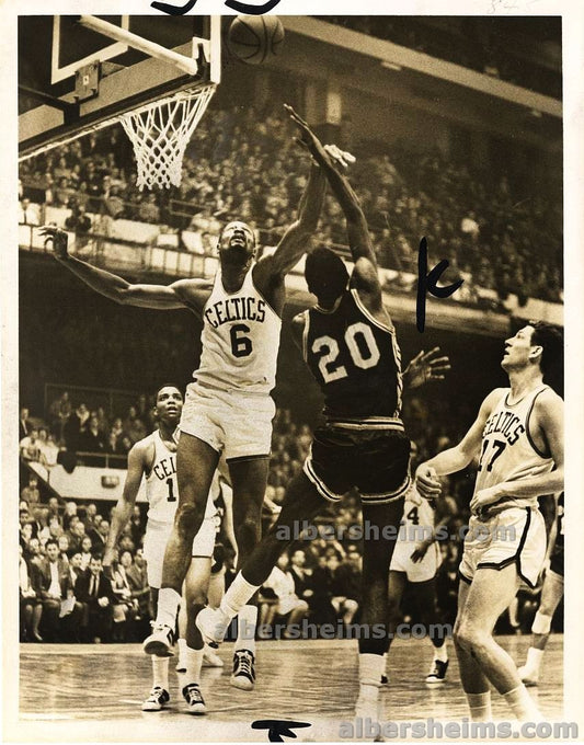 1965 Bill Russell Goes to the Air Boston Celtics vs Baltimore Bullets Original TYPE I Photo