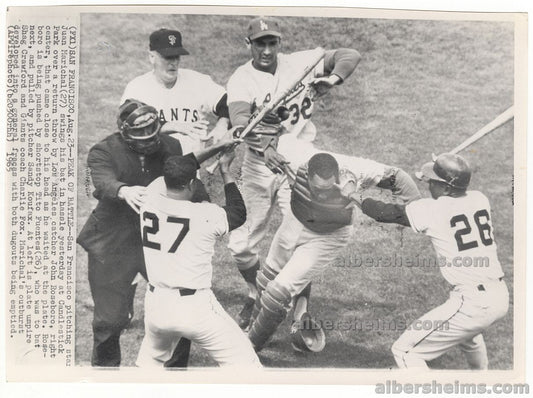 1965 Sandy Koufax Attacked by Juan Marichal Historic Roseboro Incident Original AP Press Photo