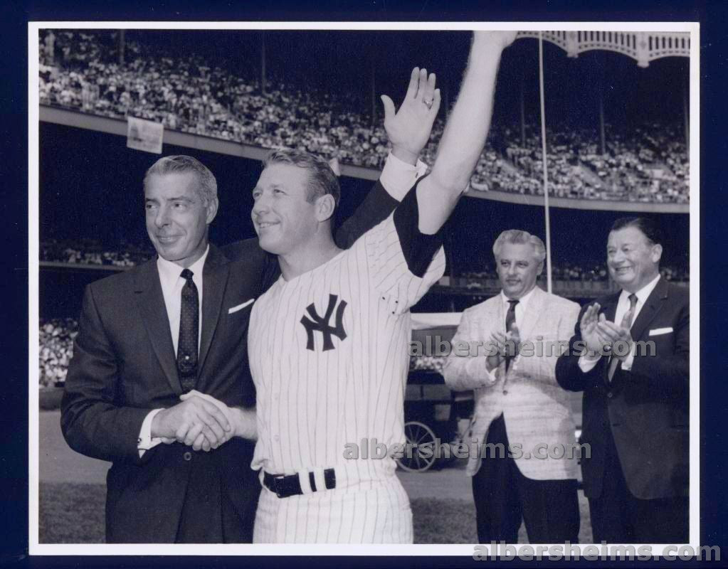 1965 Mickey Mantle Day with Joe DiMaggio & Toots Shor Original TYPE I Photo