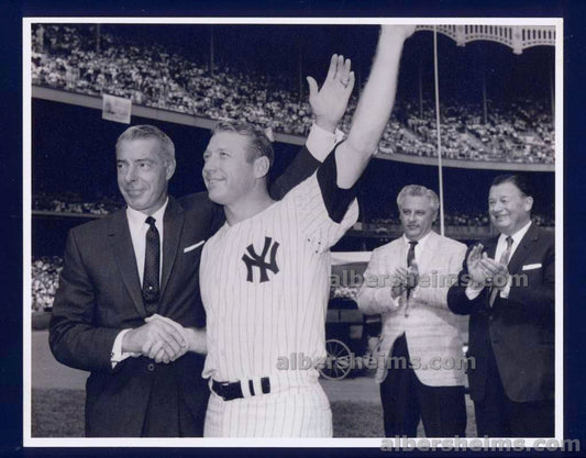 1965 Mickey Mantle Day with Joe DiMaggio & Toots Shor Original TYPE I Photo