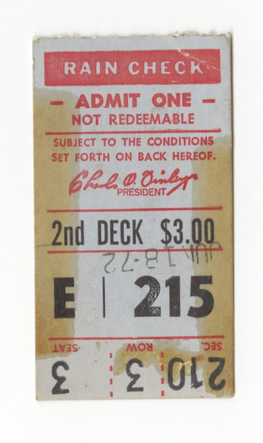 June 8, 1972 Oakland A’s vs Indians Mustache Day Father’s Day Ticket Stub