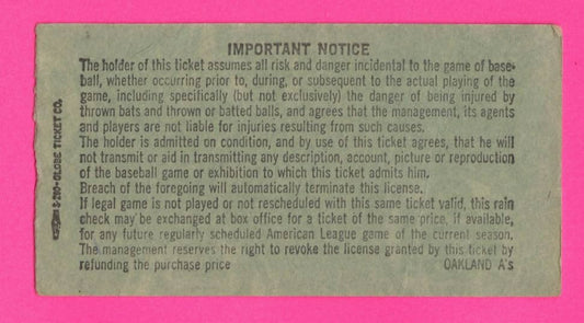 Nolan Ryan Win #45 – September 4, 1972 California Angels Oakland A's Ticket Stub