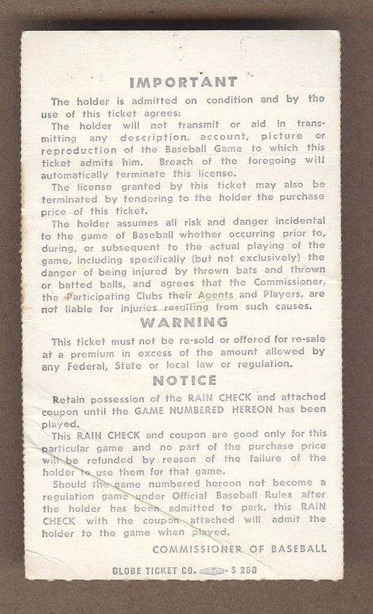 1973 World Series New York Mets Oakland A's Game 6 Ticket Stub Rollie Fingers Save