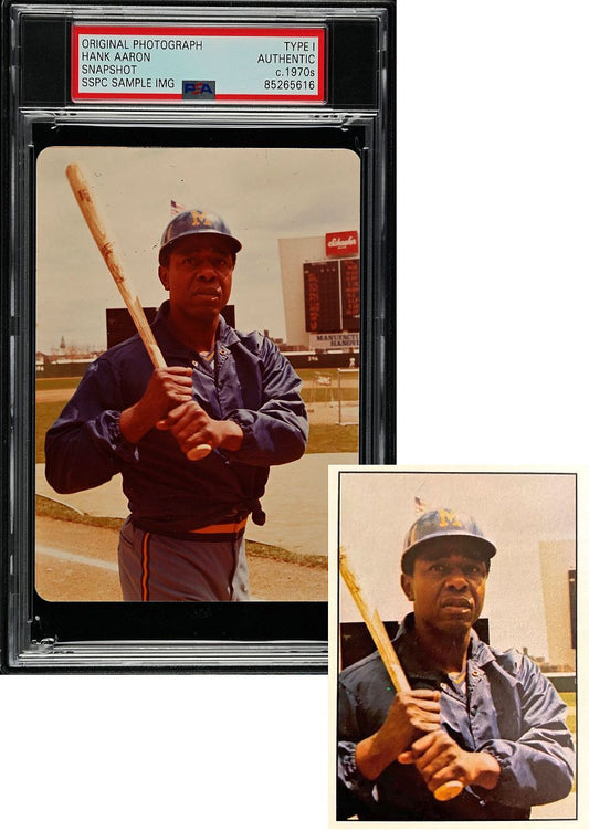 Hank Aaron 1975 SSPC Samples #NNO & Puzzle Back Baseball Card Image Original TYPE 1 Photo PSA/DNA