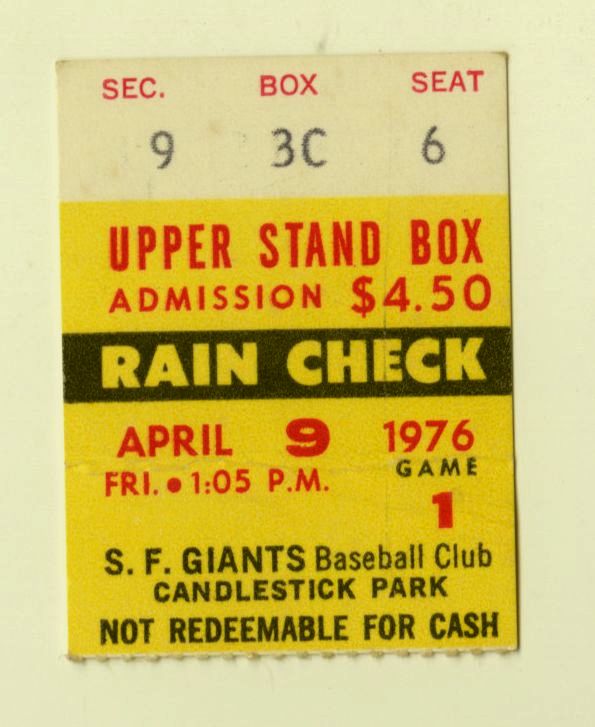 Glenn Burke Major League Debut April 9, 1976 SF Giants vs. Dodgers Ticket Stub HISTORIC