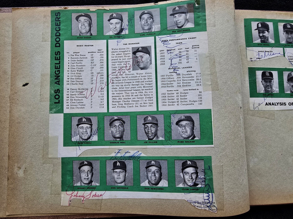 1958 National League Team Signed Autograph Album w/ 75 Plus AUTOS Gil Hodges Aaron Banks