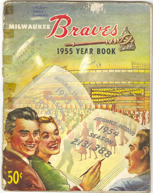 1955 Milwaukee Braves Team Signed Autographed Yearbook /w 31 sigs – Hank Aaron