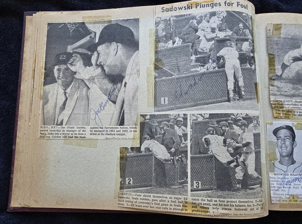 1950s Pacific Coast League San Francisco Seals Scrapbook /w Approximately 300 Autographs 14 X Joe Gordon HOF