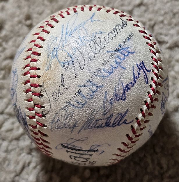 1958 Milwaukee Braves Team Signed AUTO Baseball NL Champs Hank Aaron Mathews