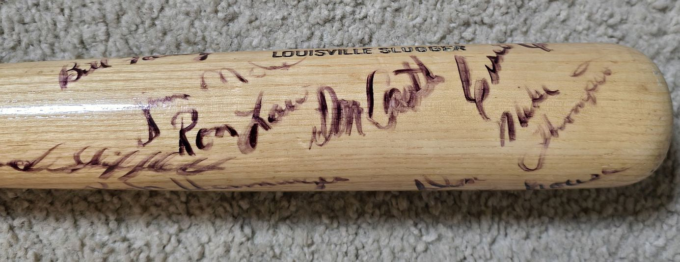 1972 Denver Bears Team Signed AUTO Texas Rangers AAA Dick Nen Game Ready Louisville Slugger Bat
