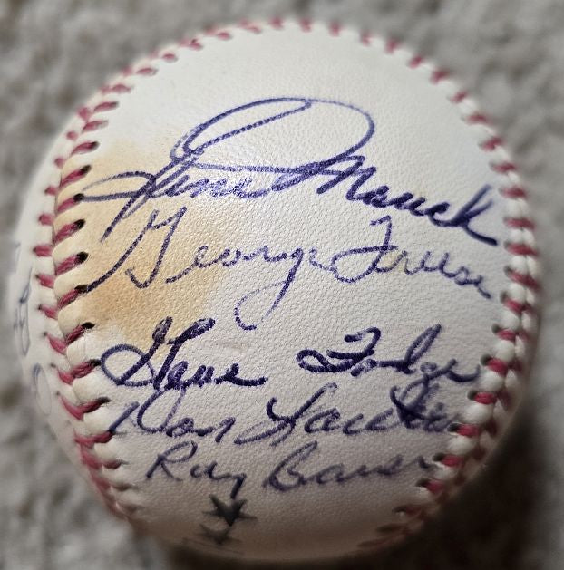 1956 Los Angeles Angels L.A. Team Signed AUTO Baseball PCL Chicago Cubs /w Bob Thorpe D. 1960 Piper Davis