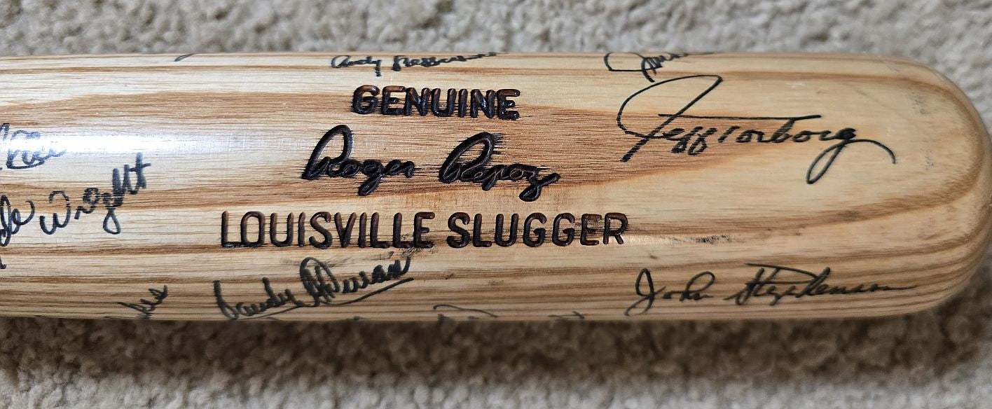 1972 California Angels Team Signed AUTO Roger Repoz Game Ready Louisville Slugger Bat