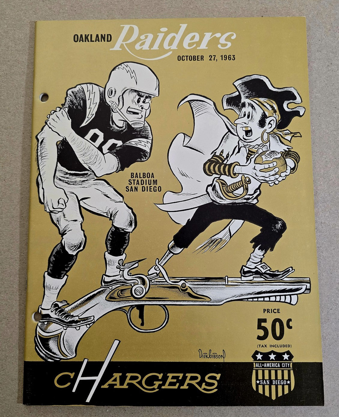1963 San Diego Chargers vs. Oakland Raiders AFL football program October 27th NR MT-MT