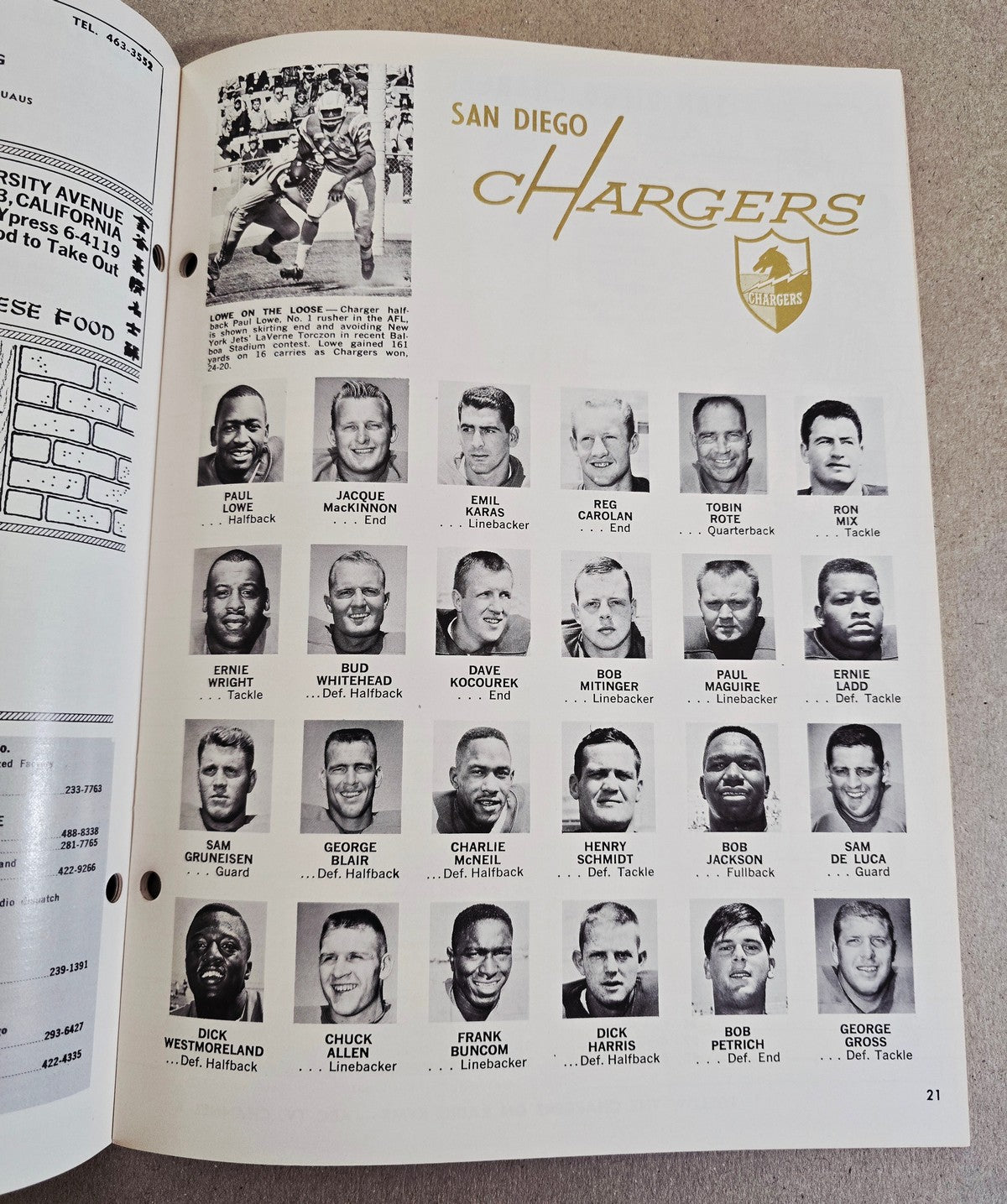 1963 San Diego Chargers vs. Oakland Raiders AFL football program October 27th NR MT-MT