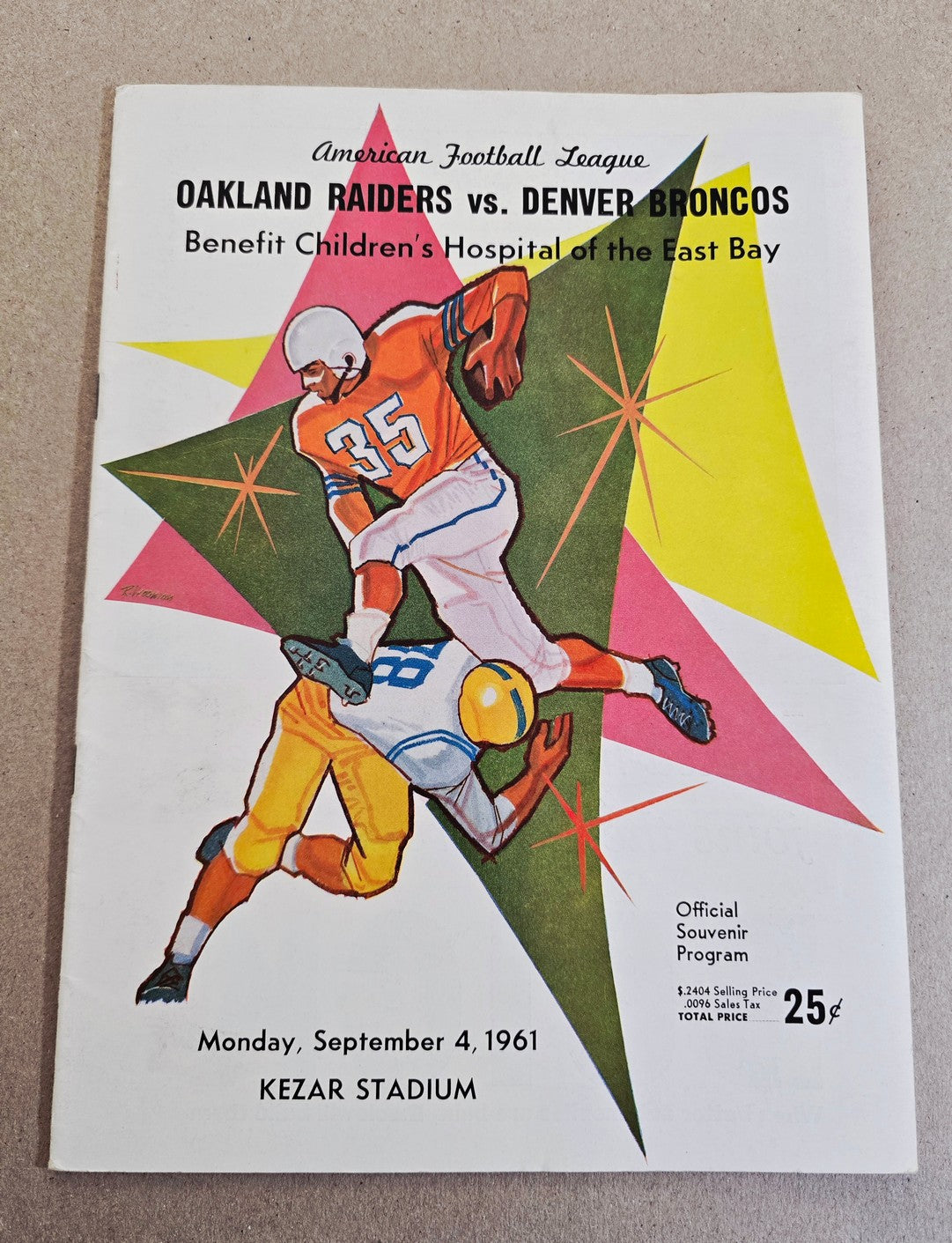September 4, 1961 Oakland Raiders vs Denver Broncos AFL Football Program 2nd Year