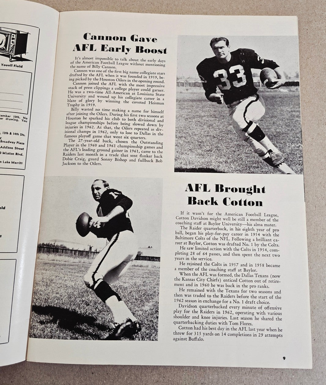 October 25, 1964 Oakland Raiders vs Denver Broncos AFL Football Game Program