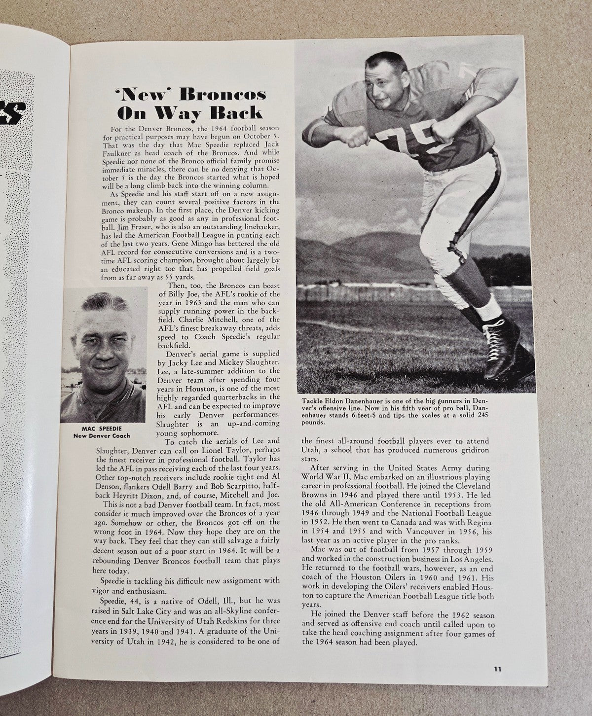 October 25, 1964 Oakland Raiders vs Denver Broncos AFL Football Game Program