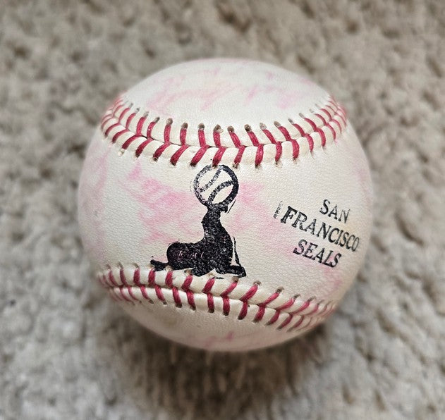 1957 San Francisco Seals Logo Baseball Team Signed AUTO Baseball PCL – Last Year In Existence