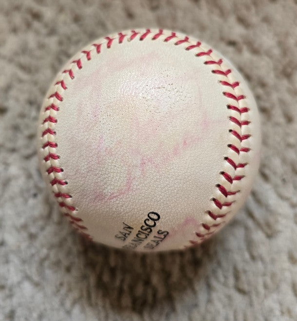 1957 San Francisco Seals Logo Baseball Team Signed AUTO Baseball PCL – Last Year In Existence