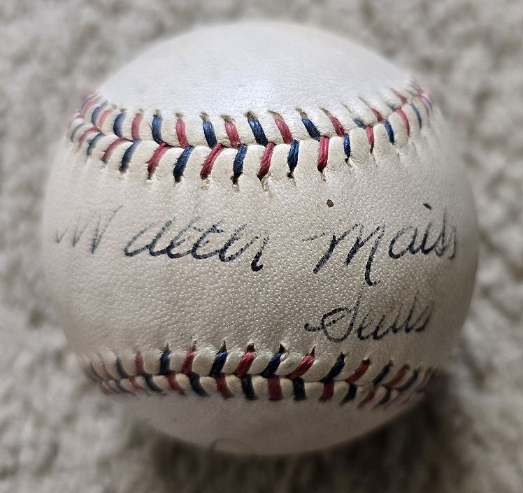 Walter Mails Signed AUTO baseball /w Sam Chapman Displays as a Single D.1974