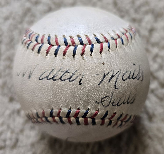 Walter Mails Signed AUTO baseball /w Sam Chapman Displays as a Single D.1974