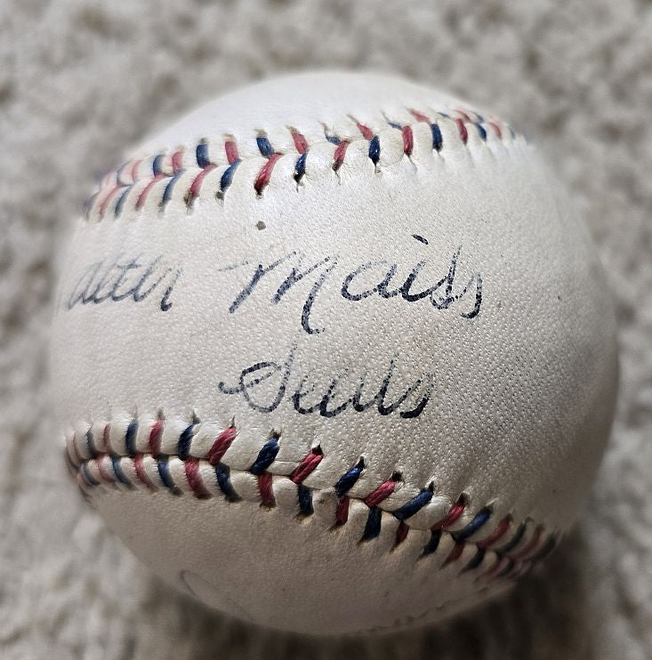 Walter Mails Signed AUTO baseball /w Sam Chapman Displays as a Single D.1974