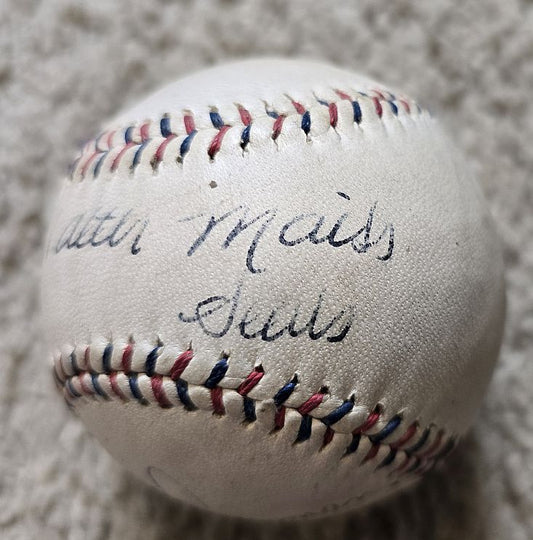 Walter Mails Signed AUTO baseball /w Sam Chapman Displays as a Single D.1974