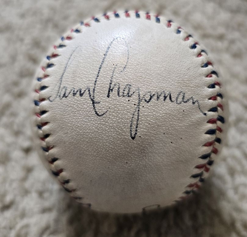 Walter Mails Signed AUTO baseball /w Sam Chapman Displays as a Single D.1974