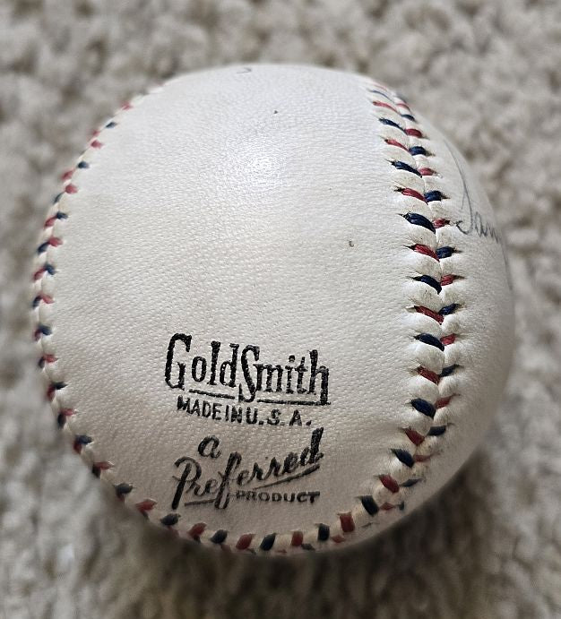 Walter Mails Signed AUTO baseball /w Sam Chapman Displays as a Single D.1974