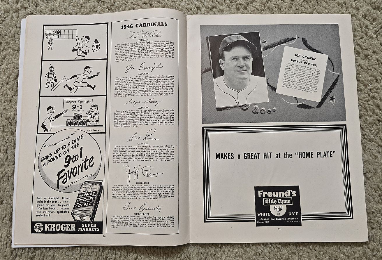 1946 World Series Program St. Louis Cardinals vs. Boston Red Sox Game 6