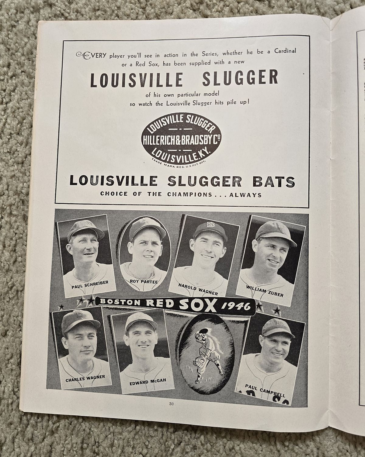 1946 World Series Program St. Louis Cardinals vs. Boston Red Sox Game 6