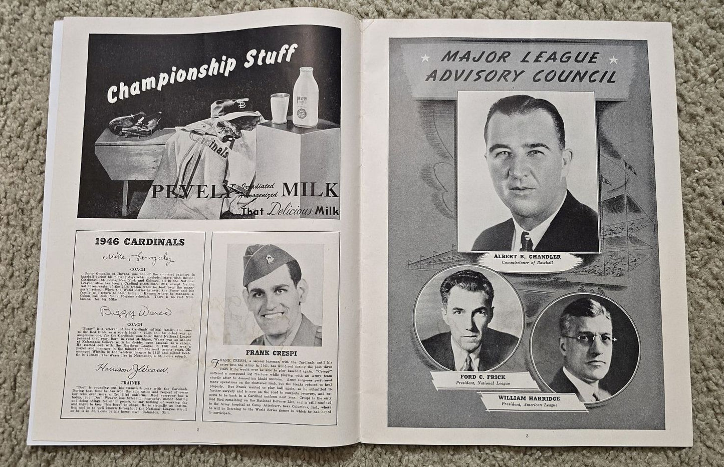1946 World Series Program St. Louis Cardinals vs. Boston Red Sox Game 6