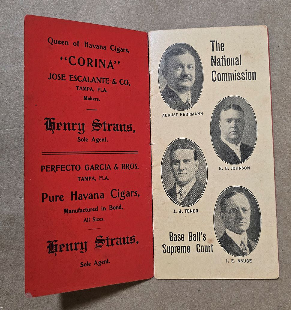 1915 Cincinnati Reds Major League Baseball Schedule Book by Henry Straus Cigars