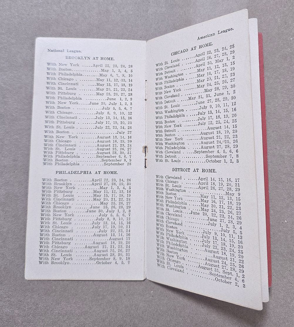 1915 Cincinnati Reds Major League Baseball Schedule Book by Henry Straus Cigars