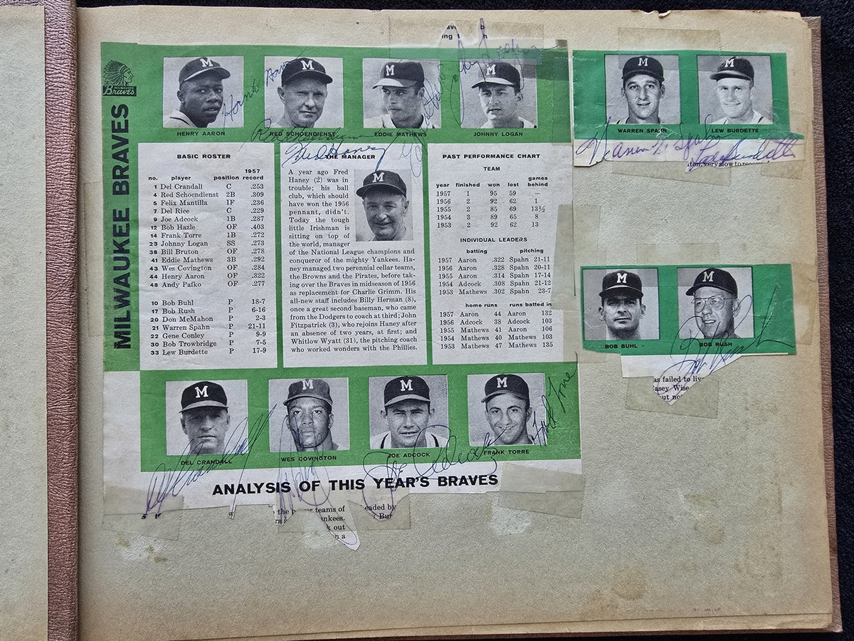 1958 National League Team Signed Autograph Album w/ 75 Plus AUTOS Gil Hodges Aaron Banks
