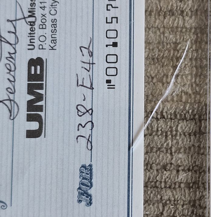 Derrick Thomas Signed AUTO Personal Check - KC Chiefs Football HOF PSA/DNA