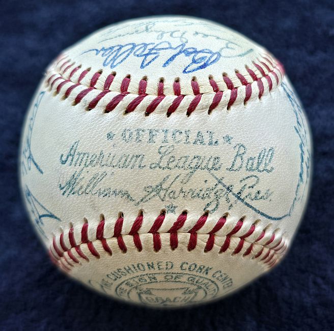 1954 Cleveland Indians Team Signed AUTO OAL (Harridge) Baseball AL Champs /w 31 Sigs