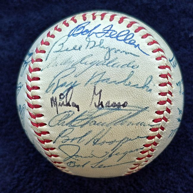 1954 Cleveland Indians Team Signed AUTO OAL (Harridge) Baseball AL Champs /w 31 Sigs
