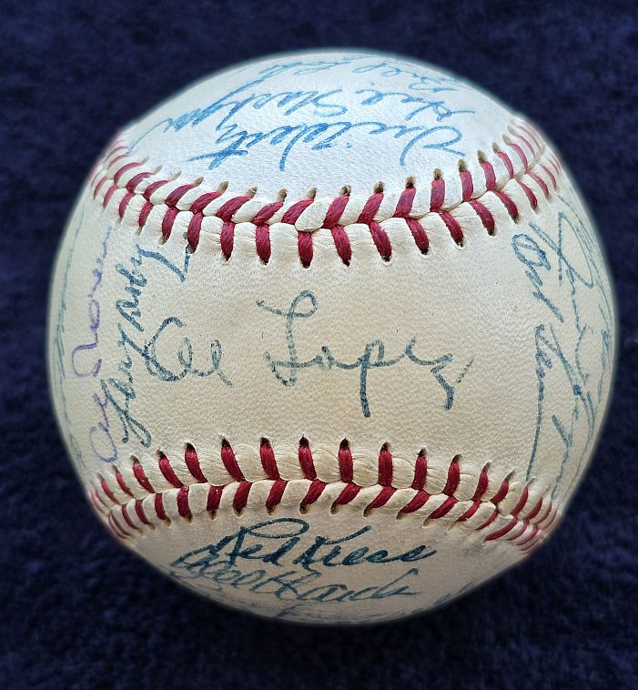 1954 Cleveland Indians Team Signed AUTO OAL (Harridge) Baseball AL Champs /w 31 Sigs