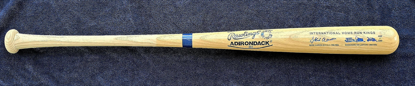 HANK AARON & SADAHARU OH SIGNED AUTO Rawlings 'INTERNATIONAL HOME RUN KINGS' LIMITED EDITION BAT PSA/DNA LOA