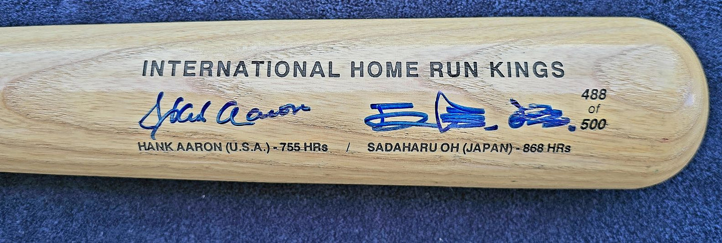 HANK AARON & SADAHARU OH SIGNED AUTO Rawlings 'INTERNATIONAL HOME RUN KINGS' LIMITED EDITION BAT PSA/DNA LOA