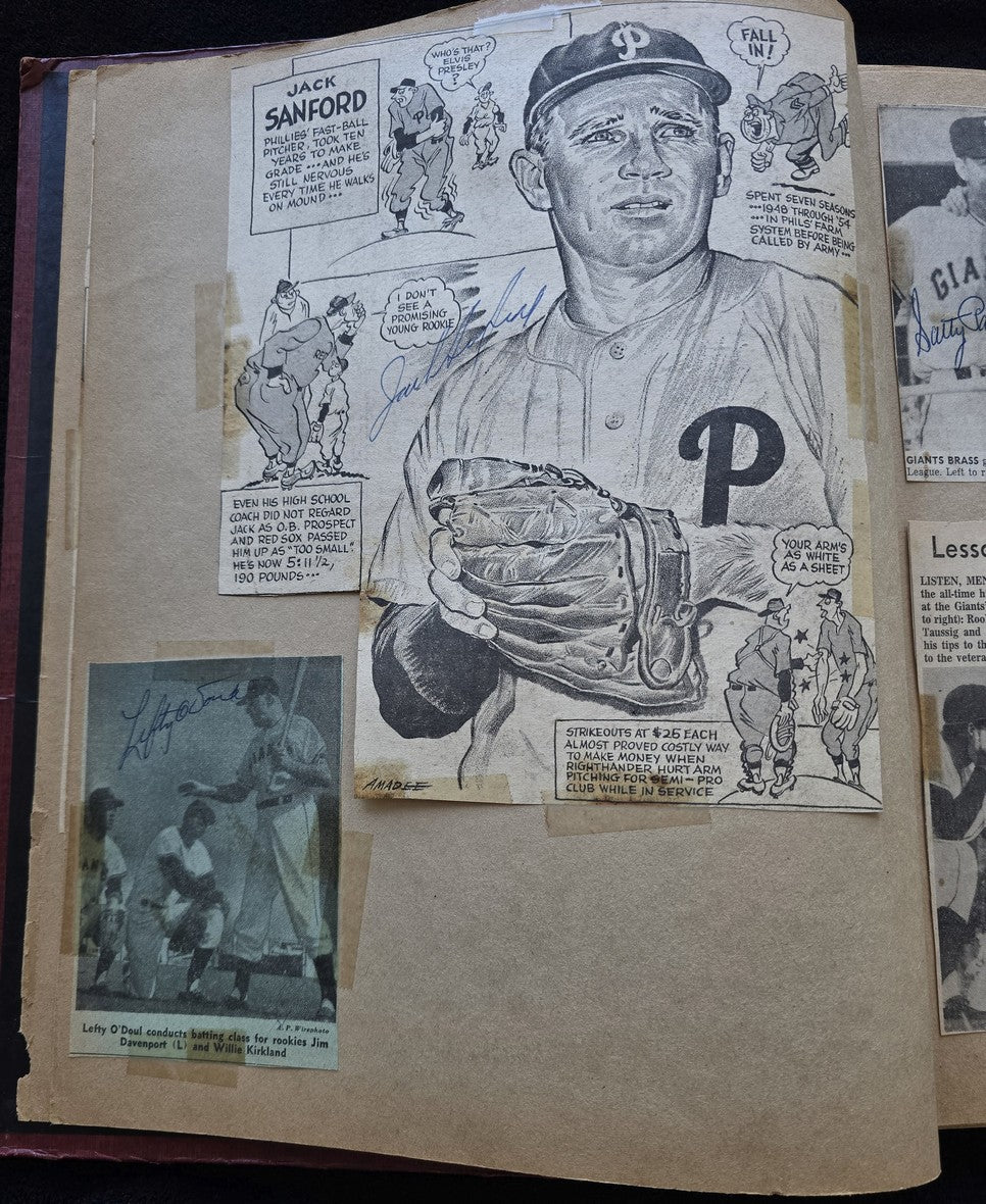 1950s Baseball Football Basketball Scrapbook /w Approximately 350 Autographs Rogers Hornsby x 3 Loaded