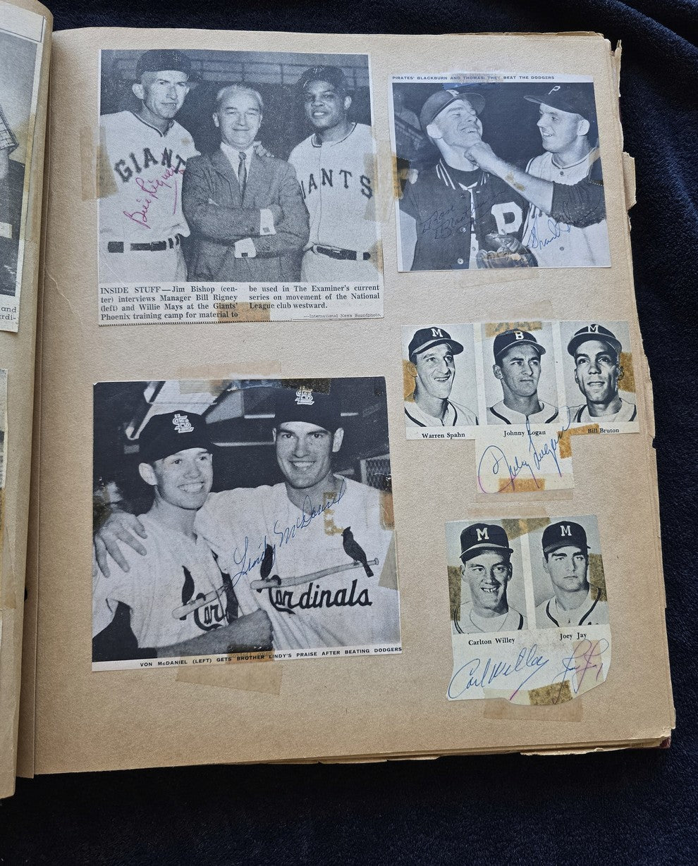 1950s Baseball Football Basketball Scrapbook /w Approximately 350 Autographs Rogers Hornsby x 3 Loaded