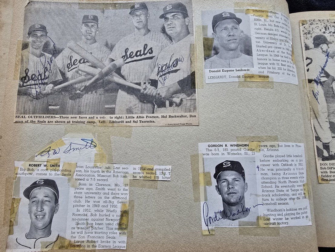 1950s Pacific Coast League San Francisco Seals Scrapbook /w Approximately 300 Autographs 14 X Joe Gordon HOF