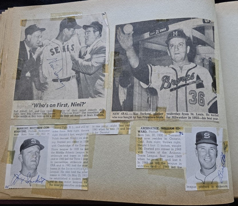 1950s Pacific Coast League San Francisco Seals Scrapbook /w Approximately 300 Autographs 14 X Joe Gordon HOF