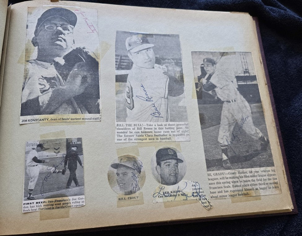 1950s Pacific Coast League San Francisco Seals Scrapbook /w Approximately 300 Autographs 14 X Joe Gordon HOF