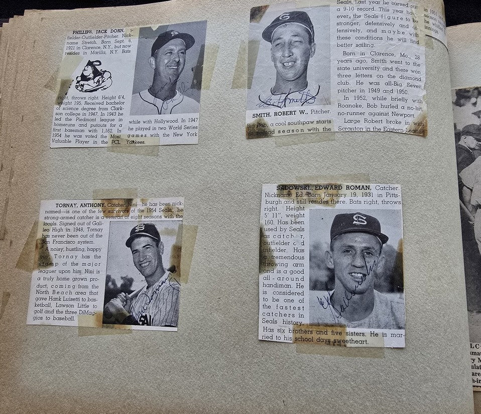 1950s Pacific Coast League San Francisco Seals Scrapbook /w Approximately 300 Autographs 14 X Joe Gordon HOF