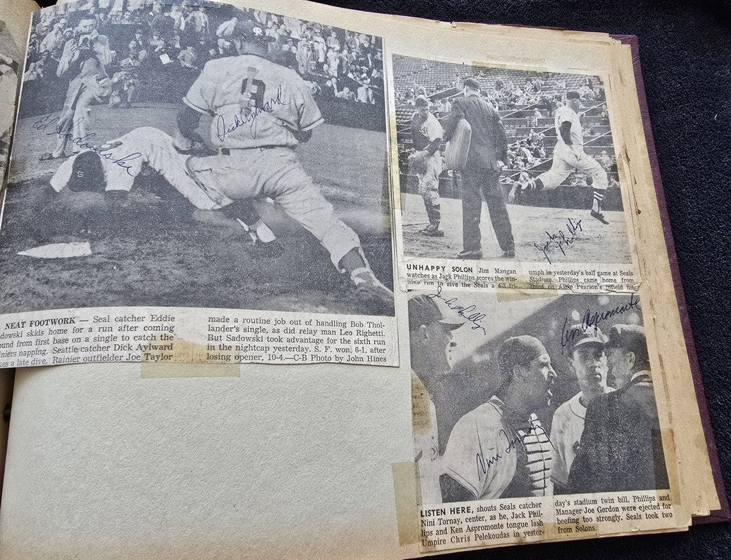 1950s Pacific Coast League San Francisco Seals Scrapbook /w Approximately 300 Autographs 14 X Joe Gordon HOF