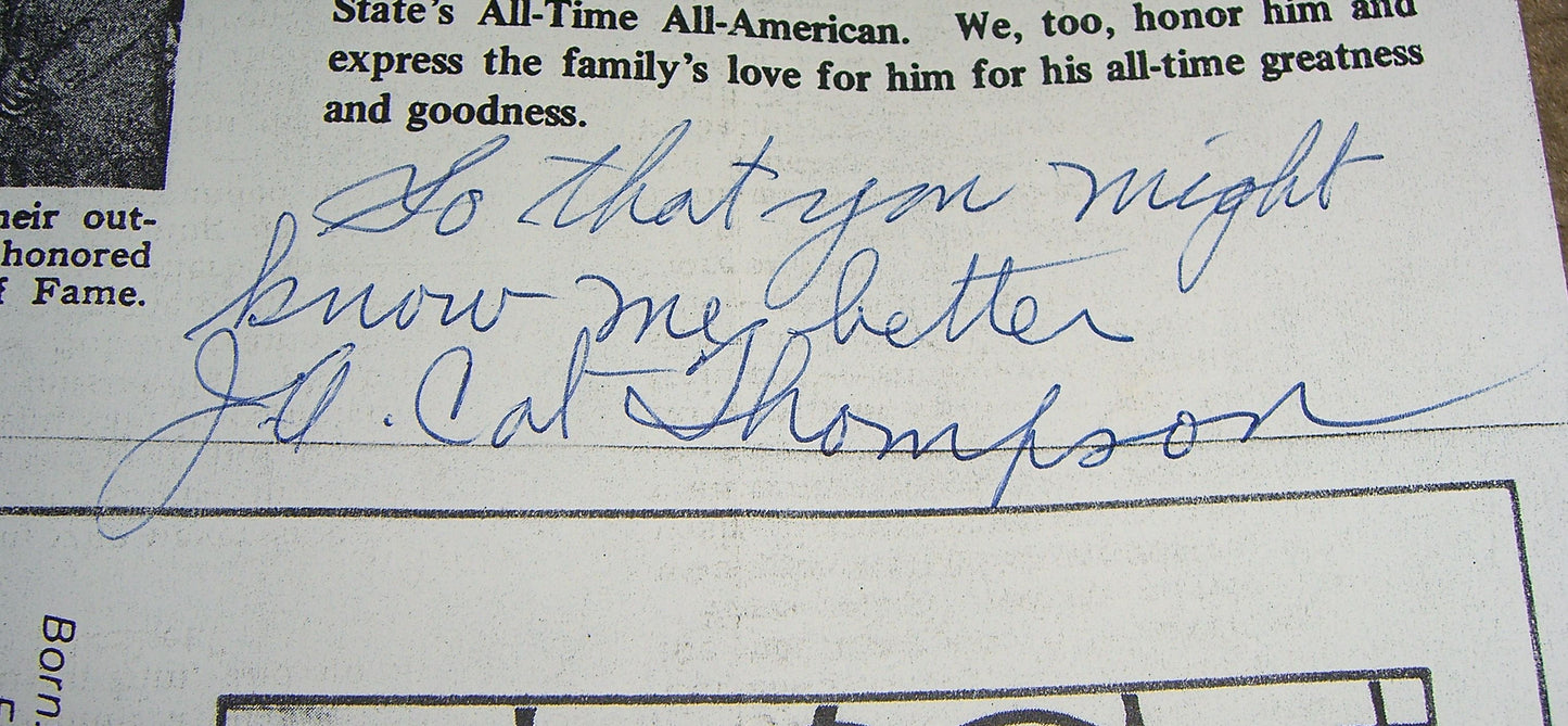 John A. Cat Thompson Signed Autobiographical Article Basketball HOF
