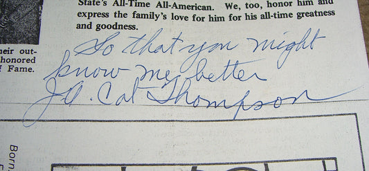 John A. Cat Thompson Signed Autobiographical Article Basketball HOF